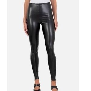 Joie Stretch Faux Leather Vegan High Rise Leggings Black L
